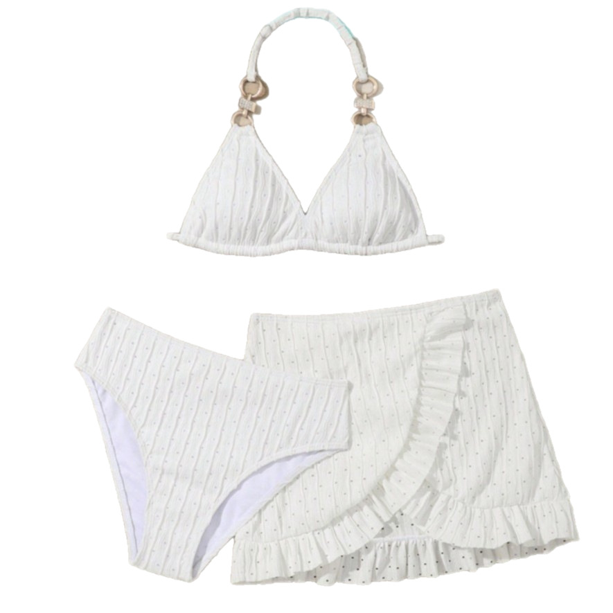 Mother & Kids Girls' Three Piece Bikini Swimsuit Set Big Girl Beach Dress Swimwear For Toddler Girls Ages 3-7_voghion.com