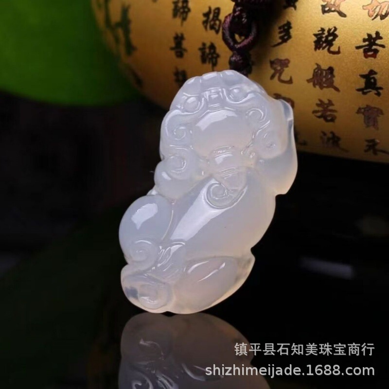 氷玉白玉弥勒仏玉ペンダント男女兼用瑪瑙祥雲ロック貔貅各種ペンダント在庫直販|undefined