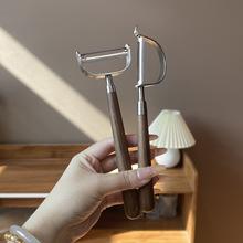 304不锈钢胡桃木手柄家用厨房实木削皮刀水果土豆薄皮削皮刨子