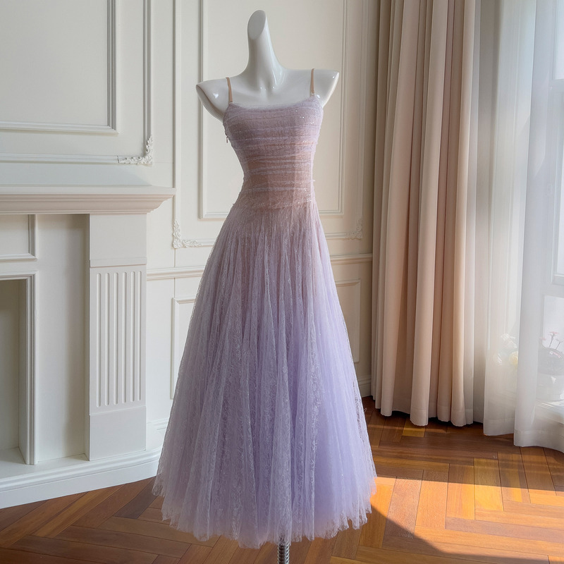 Fashionable New Light Luxury Three-Dimensional Sequin Lace Strapless Dress with Large Hem Fairy Mesh Gown 69236 Fashionable New Light Luxury Three-Dimensional Sequin Lace Strapless Dress with Large Hem Fairy Mesh Gown 69236