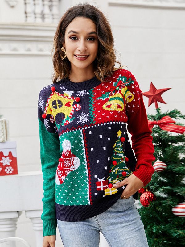 Suéter navideño con diseño de copo de nieve y árbol de Navidad, tejido a punto, para mujer, estilo europeo y americano, éxito de ventas en Amazon 2026 image 4
