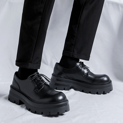 Men's leather shoes, business formal wear, large toe, high-end, British style, thick sole, heightening wedding groom's derby shoes 8133-R