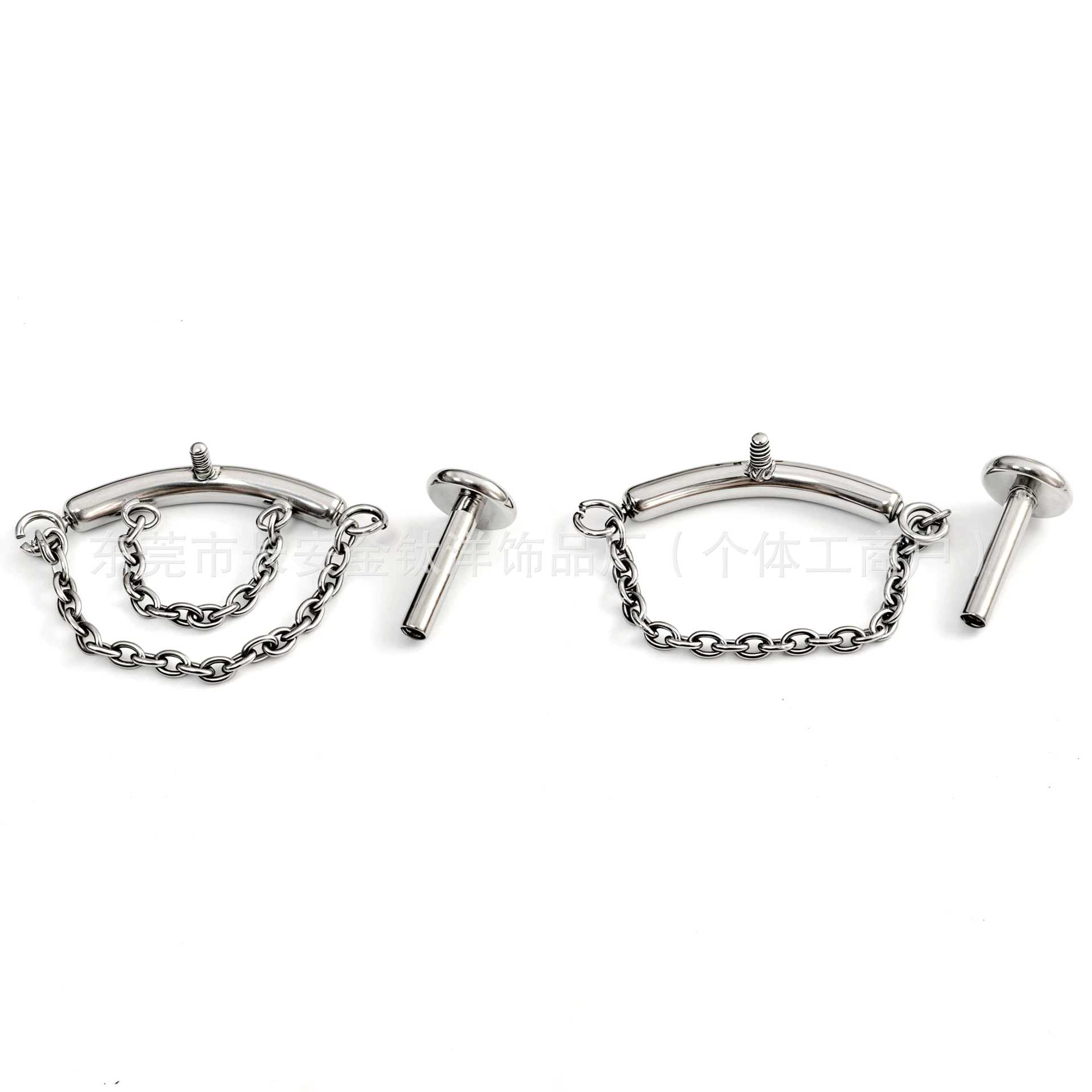 F136 Titanium Curved Single and Double Chain Pendant Lip Nose Ear Piercing Jewelry detail image 7