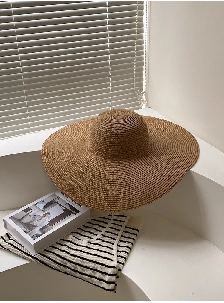 Women's Wide Brim Straw Hat Foldable Beach Sun Hat For Vacation_voghion.com