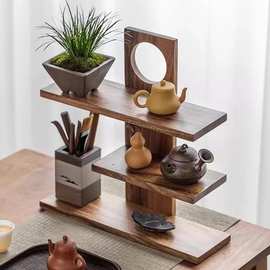 木质置物架博古架多层桌面茶具茶杯架多功能盆栽架陈列展置物示架