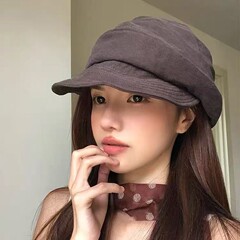 レトロ文学プリーツベレー帽女性の夏薄い通気性デザイン不規則な画家の帽子大きな頭のキャスケット帽子