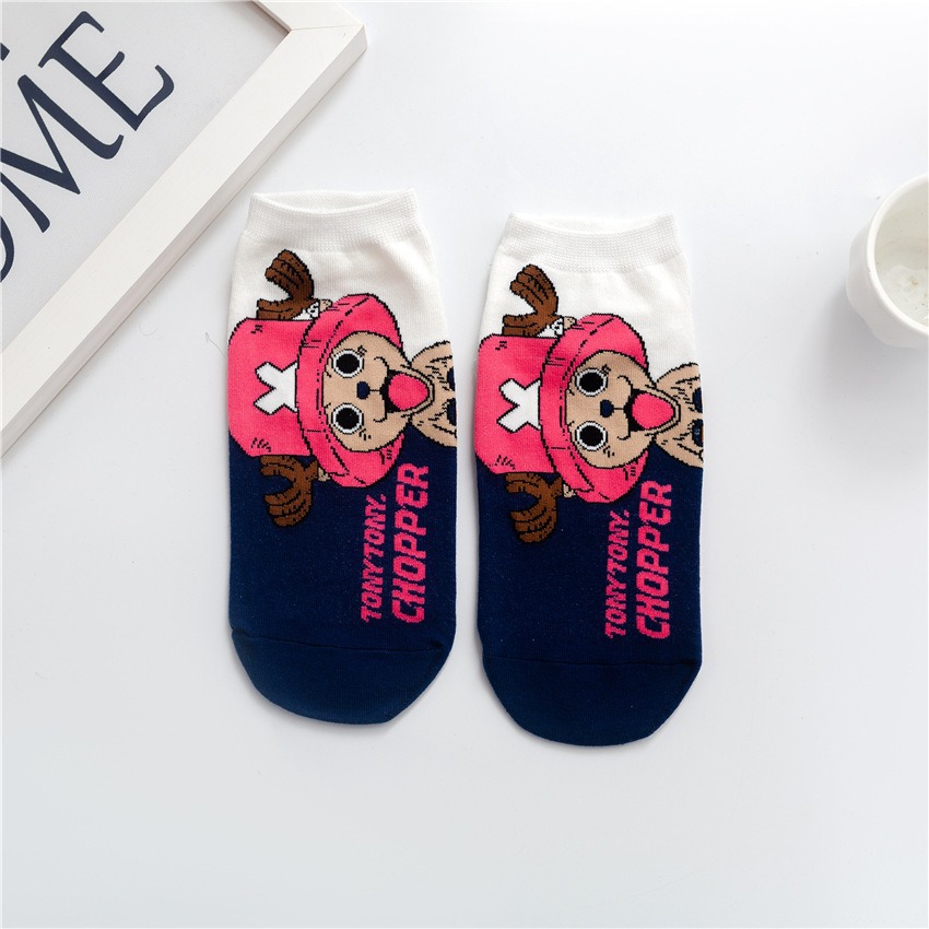 Calcetines para mujeres primavera y verano nuevas series One Piece calcetines lindas calcetines de dibujos animados superficiales, calcetines de algodón bajas