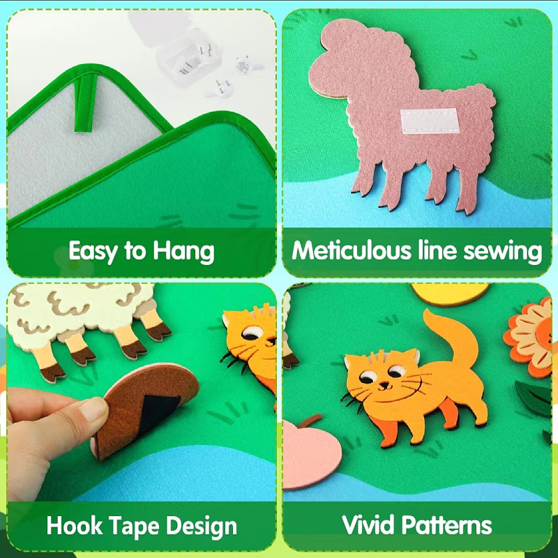 Granja transfronteriza Animal Felt Storyboard Set Granja Preescolar Temática Contar Cuentos Granja de flanel