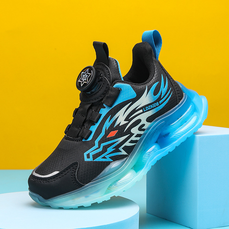 Zapatos para niños con algodón de cacho 2025, zapatos de cuero de otoño y invierno para niños, botón giratorio, zapatos de correr para niños grandes