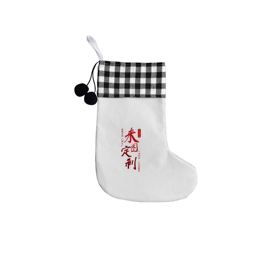 Personalizado con algodón de hortenida calcetines de Navidad calcetines de tela cuadrada a lo largo de bolsas decorativas de árbol de Navidad xqds0436a