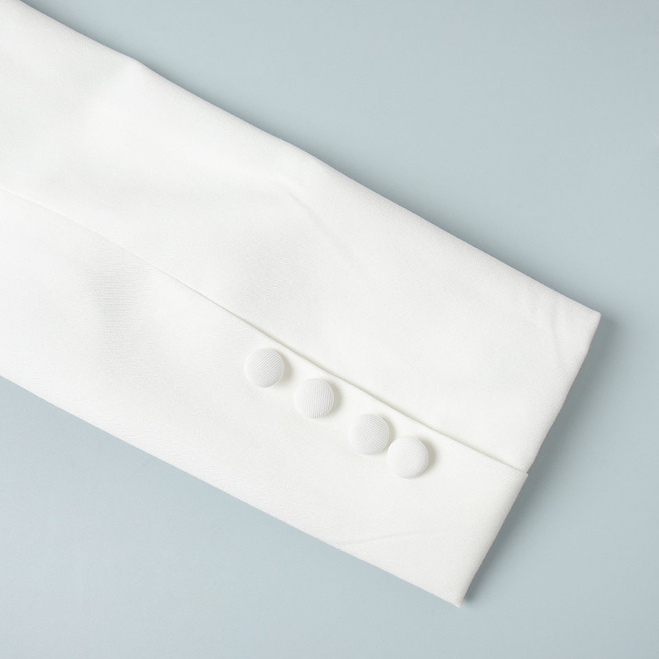 Áo vest nữ dáng ôm thắt eo cổ lật dài tay phong cách công sở — Màu trắng, Màu đen chi tiết 15