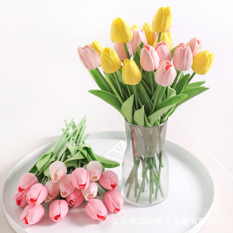 Bulk Tulips Artificial Flower Bouquet Pu Tulips Fake Flowers Realistic High-End 