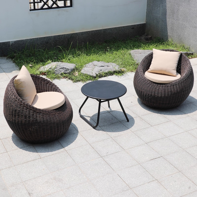 Balcón al aire libre sofá tela de caña mesa de té combinación de caña ocio al aire libre patio silla de caña jardín al aire libre muebles tejidos