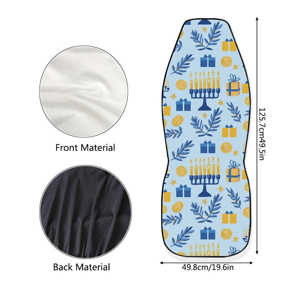 Amazon's best-selling car seat covers feature a Hanukkah candle print design and are custom-made with a non-slip backing. This set includes two pieces for the front seats