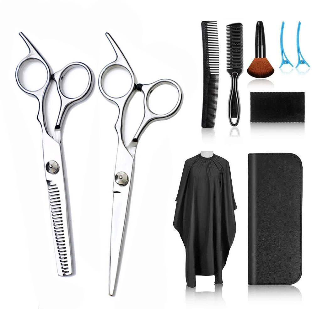 理发美发剪刀套装平剪牙剪打薄剪头发剪刀家用不锈钢跨境10件套|ms