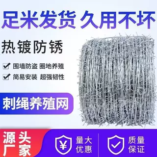 定制防盗刺绳围墙镀锌铁丝网围栏护栏网铁丝网铁蒺藜钢丝刺绳