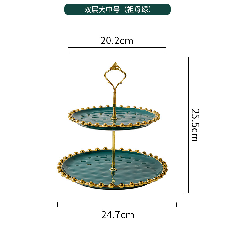 Luz de estilo europeo de cerámica de lujo de tres capas plato de fruta creativa sala de estar en casa tarde té caramelo postre estante postre bandeja