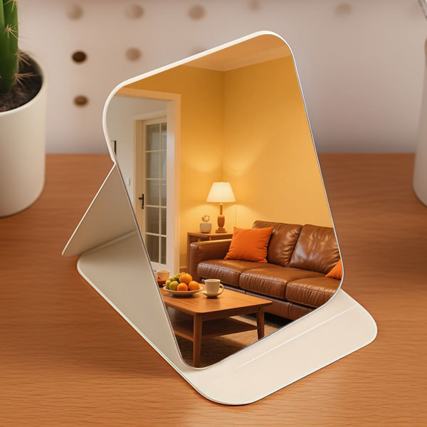 Espejo plegable pequeño espejo de cuero PU dormitorio estudiantil de belleza de escritorio portátil hogar dormitorio de escritorio espejo de maquillaje