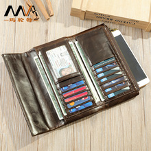 复古真皮男士长款钱包多卡位大容量高级感男式手拿包头层牛皮钱夹