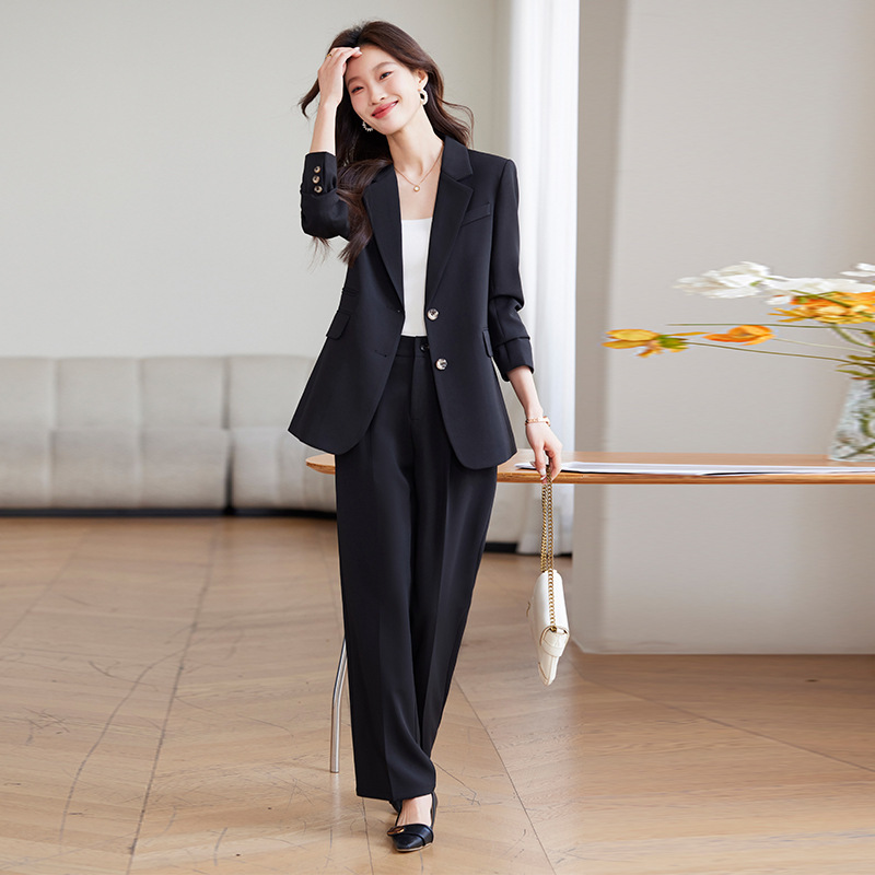 高级感英伦风西装套装女春秋2025新款休闲两粒扣西服阔腿裤两件套|undefined