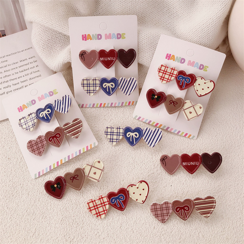 Nuevo amor arco pato boca clip de cabello dulce corazón de la niña libre frente frente frisa lateral clip de cabello roto tocado