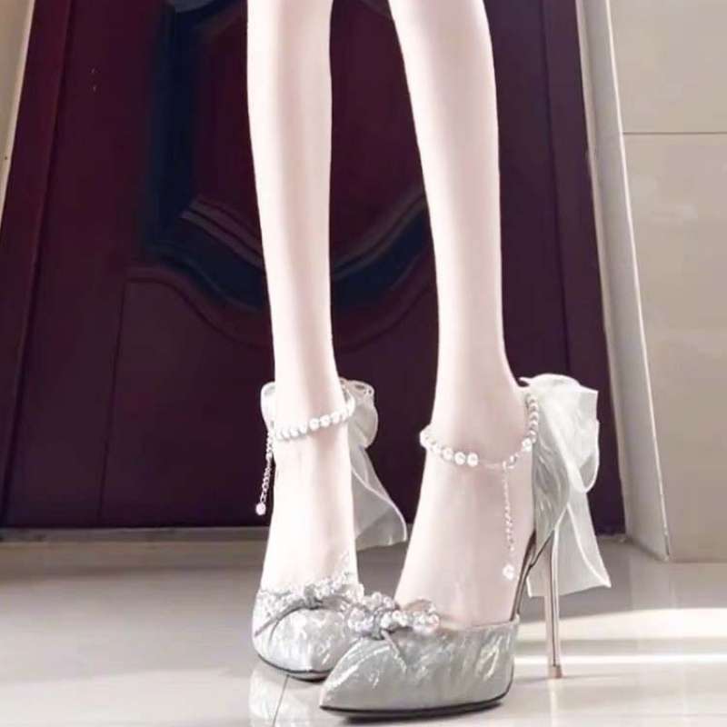 French Girl Fairy Style Silver High Heels 2025 Spring New Style Girls 18 Years Old Adult Coming-Of-Age Ceremony Stiletto Heels