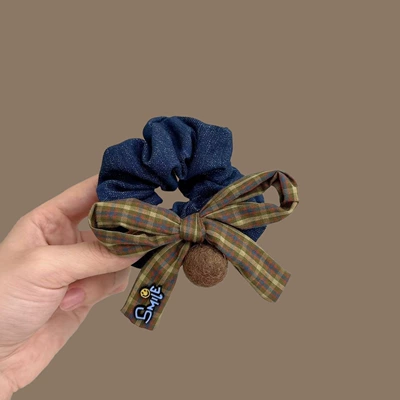 Korean Hair Accessories Plaid Bow Saç üçün rezinlər - brown-bow