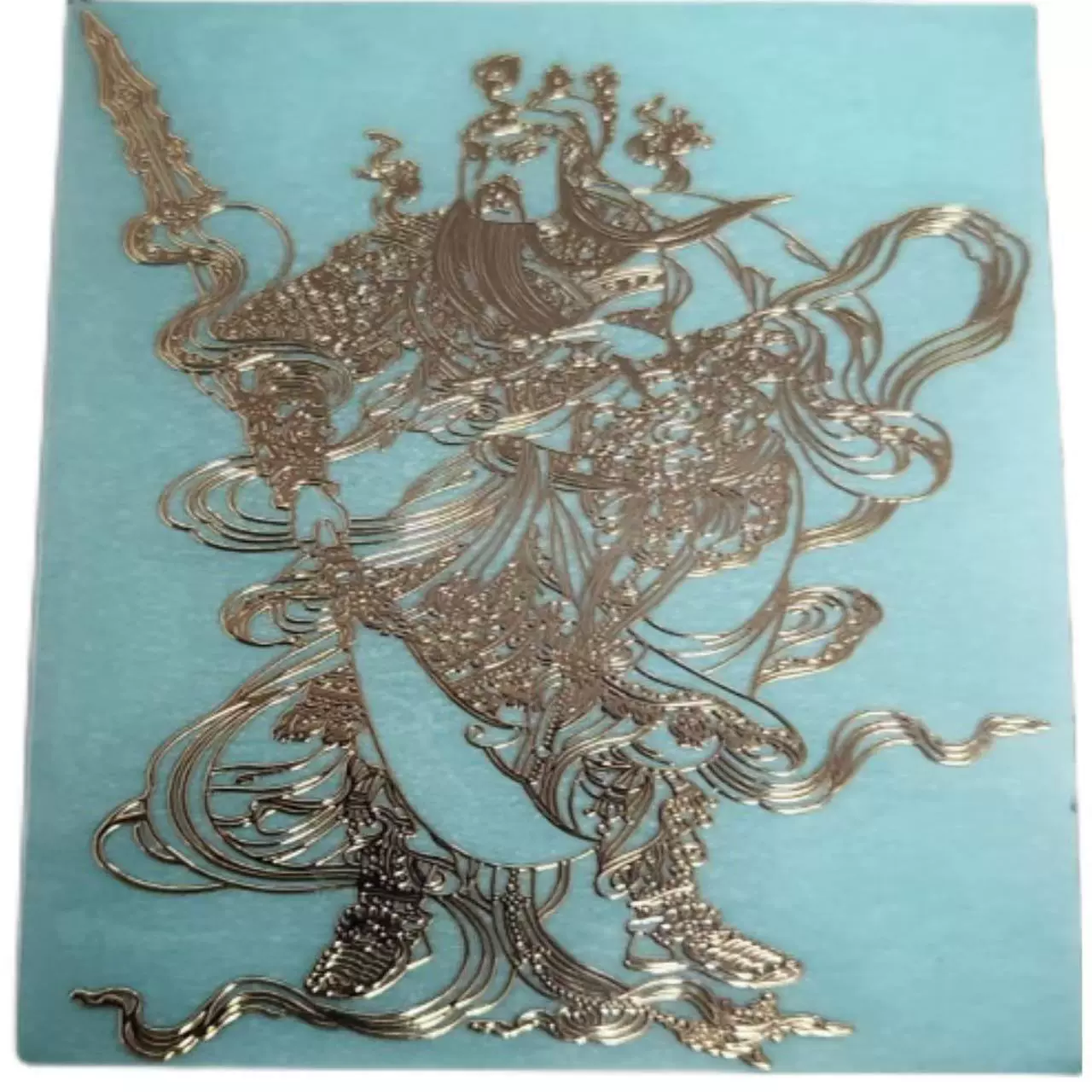 工厂关公佛牌观音财神贴护身卡手机金属贴纸镍标不干胶金属贴logo