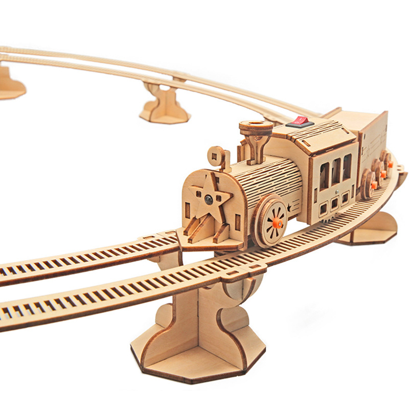 Tren ferroviario Tecnología pequeña producción niños ciencia experimento enseñanza juguetes jóvenes estudiantes hechos a mano materiales de bricolaje al por mayor