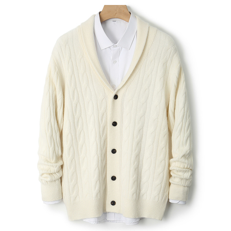 双股加厚秋冬季新款男羊毛针织衫中长款开衫线衣休闲男装外套毛衣