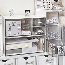 桌面收纳盒抽屉式亚克力透明书桌上文具化妆品置物架办公室整理盒