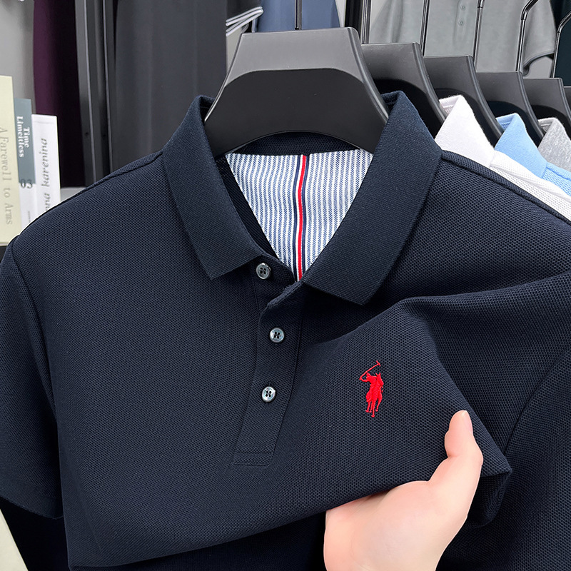 100 Xinjiang Cotton Short-sleeved Polo Shirt Men's Summer New Business Casual All-match Loose Breathable Light Luxury T-shirt 100 Xinjiang Cotton Short-sleeved Polo Shirt Men's Summer New Business Casual All-match Loose Breathable Light Luxury T-shirt