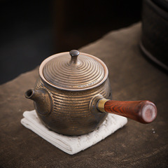 古陶茶壺窯變釉變粗陶側把壺煮球孔茶爐功夫茶具復古泡茶器