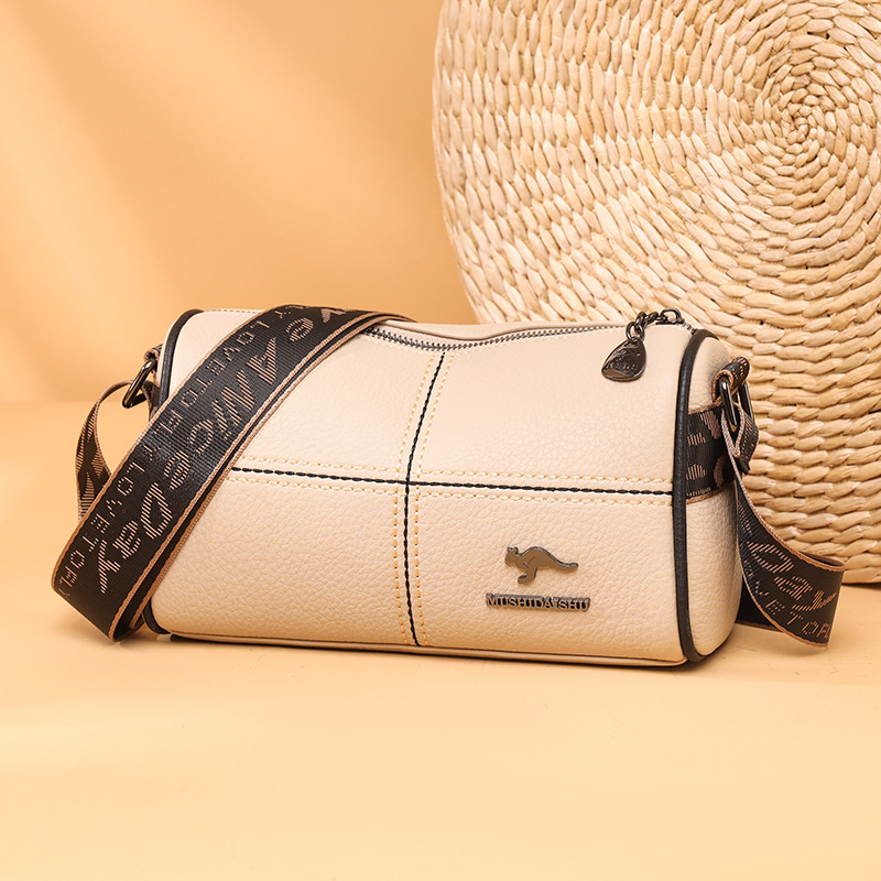 Transfronteriza PU de cuero suave con textura bolso de hombro costura de moda bolso de la madre de color sólido bolso de las mujeres de moda retro bolsa de mensajero ocasional