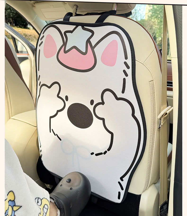 Cute Cartoon Seat Back Anti-Kick Pad for Women, Car Seat Rear Anti-Dirt Pad, Children's Dirt-Resistant and Wear-Resistant Cute Single Piece