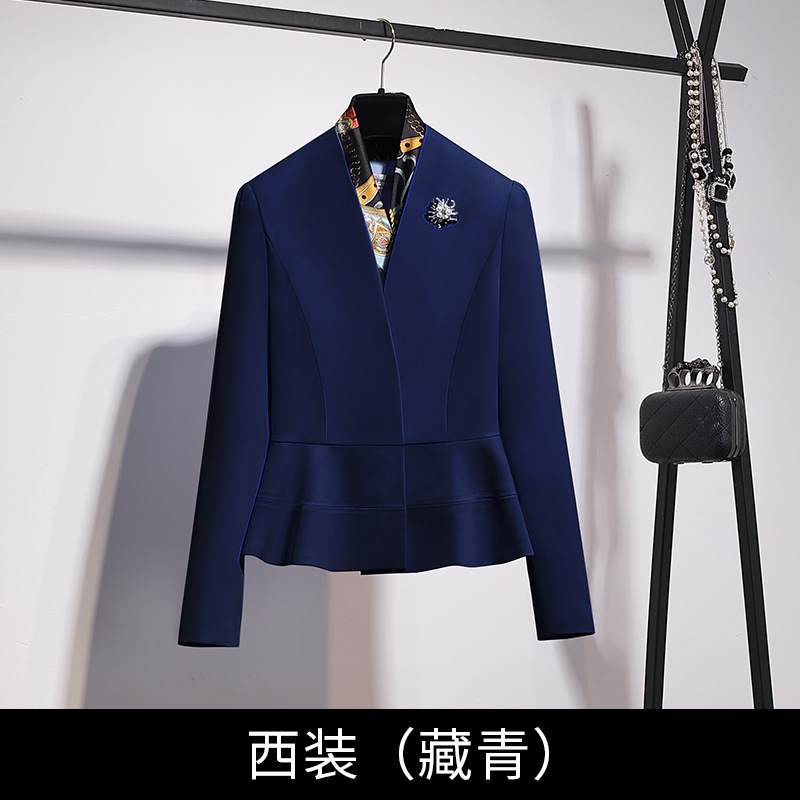 职业女裙套装米白色高端西装外套女西服时尚酒店经理美容师工作服|undefined