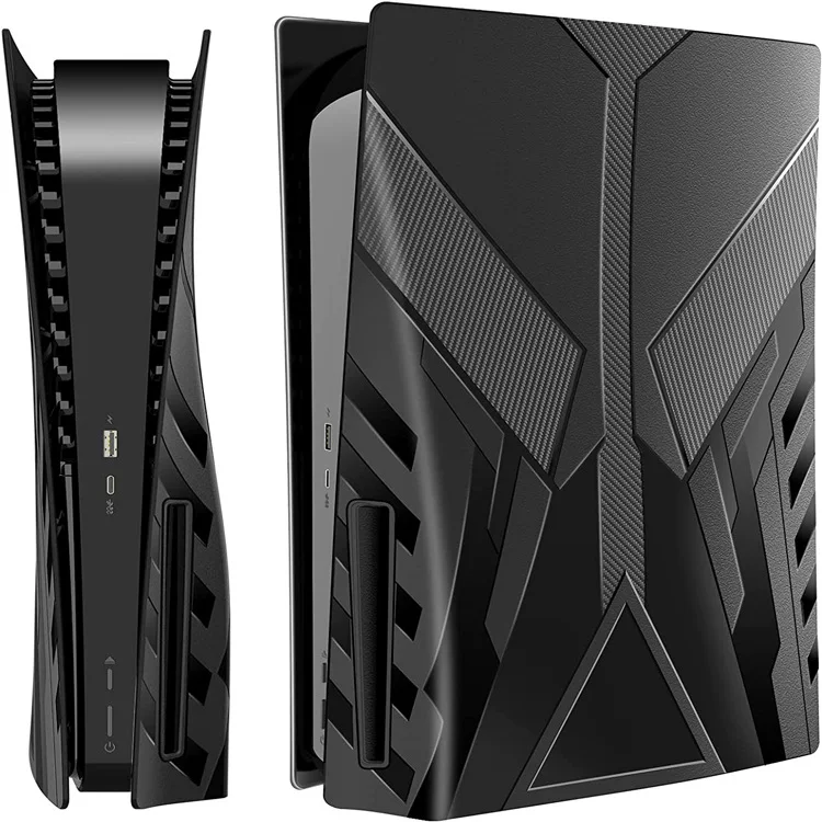 Protective Shell (Sony) PS5 Optical Drive Version, Textured Armor Cover, Black/Red/White