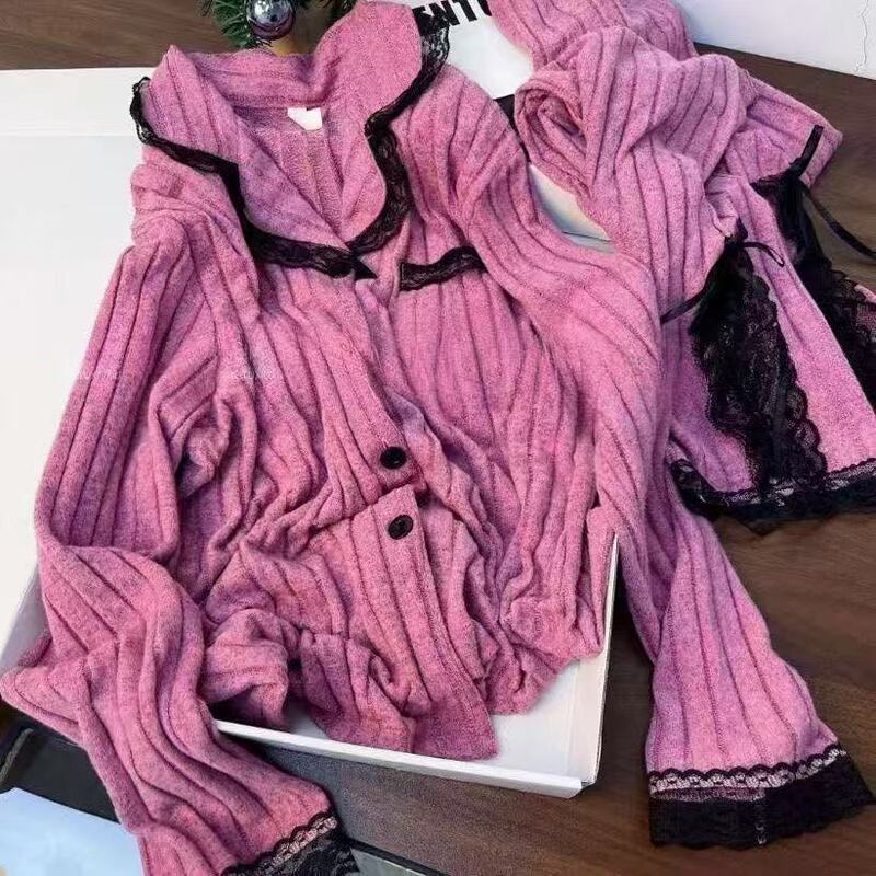 Plus-Size Long-Sleeve Long-Pants Pajamas for Women, New Autumn and Winter Cashmere High-End Style, Trendy and Simple, Can Be Worn Outside as Loungewear Plus-Size Long-Sleeve Long-Pants Pajamas for Women, New Autumn and Winter Cashmere High-End Style, Trendy and Simple, Can Be Worn Outside as Loungewear