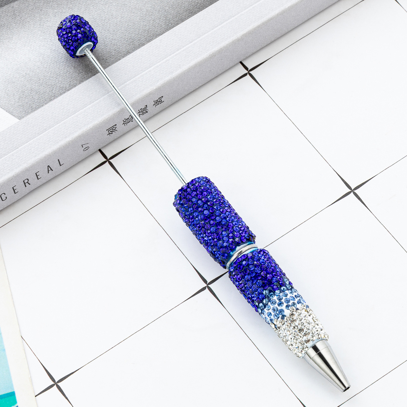 Diy creativo bolígrafo con cuentas de diamantes completos pegatinas hechas a mano con incrustaciones de diamantes, bolígrafo con cuentas degradadas, bolígrafo con cuentas giratorias multicolor