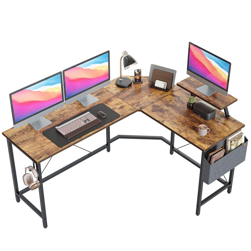 Iron and Wood Structure L-Shaped Corner Computer Desk Office Furniture Hot Models Can Make Modern Minimalist Desk