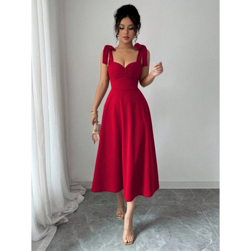 Amazon Cross-Border European and American 2026 Summer New Style Elegant and Fashionable Solid Color Strap Dress Long Dress Amazon Cross-Border European and American 2026 Summer New Style Elegant and Fashionable Solid Color Strap Dress Long Dress