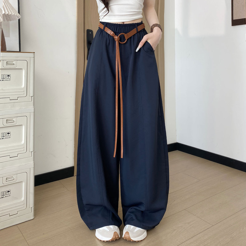 Navy Blue Balloon Pants for Women 2025 New Style Summer Super Stylish Pants for Petite Figures, Loose Casual Sports Pants for Spring and Autumn