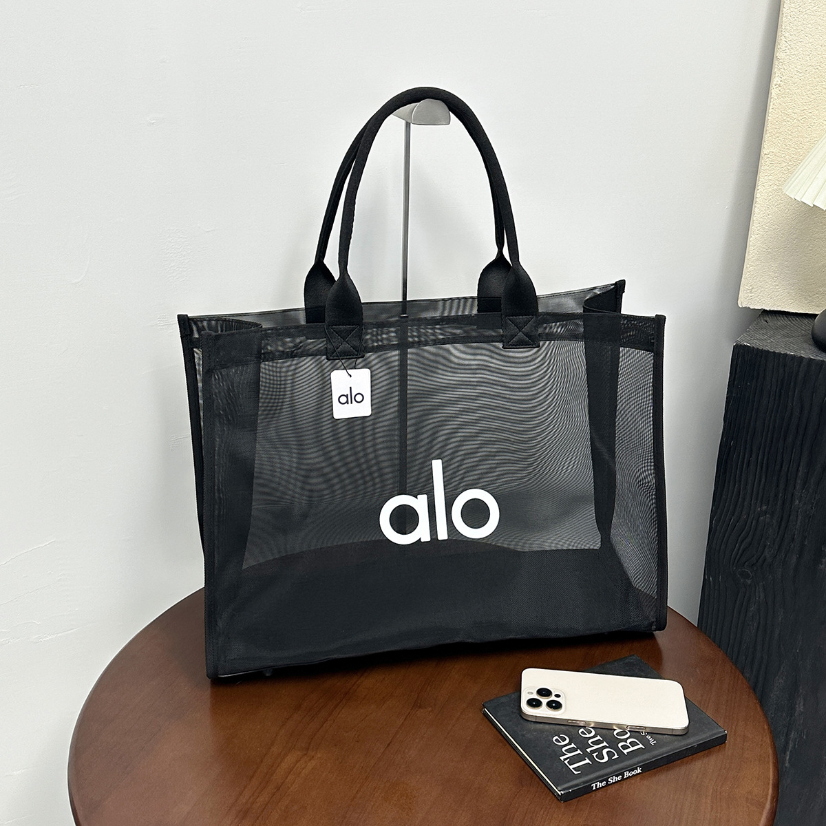 Alo Yoga Mesh Tote Bag Cross-Border Hot Sale Yoga Fitness Shoulder Bag Beach Bag Transparent Bag - Thumbnail 7