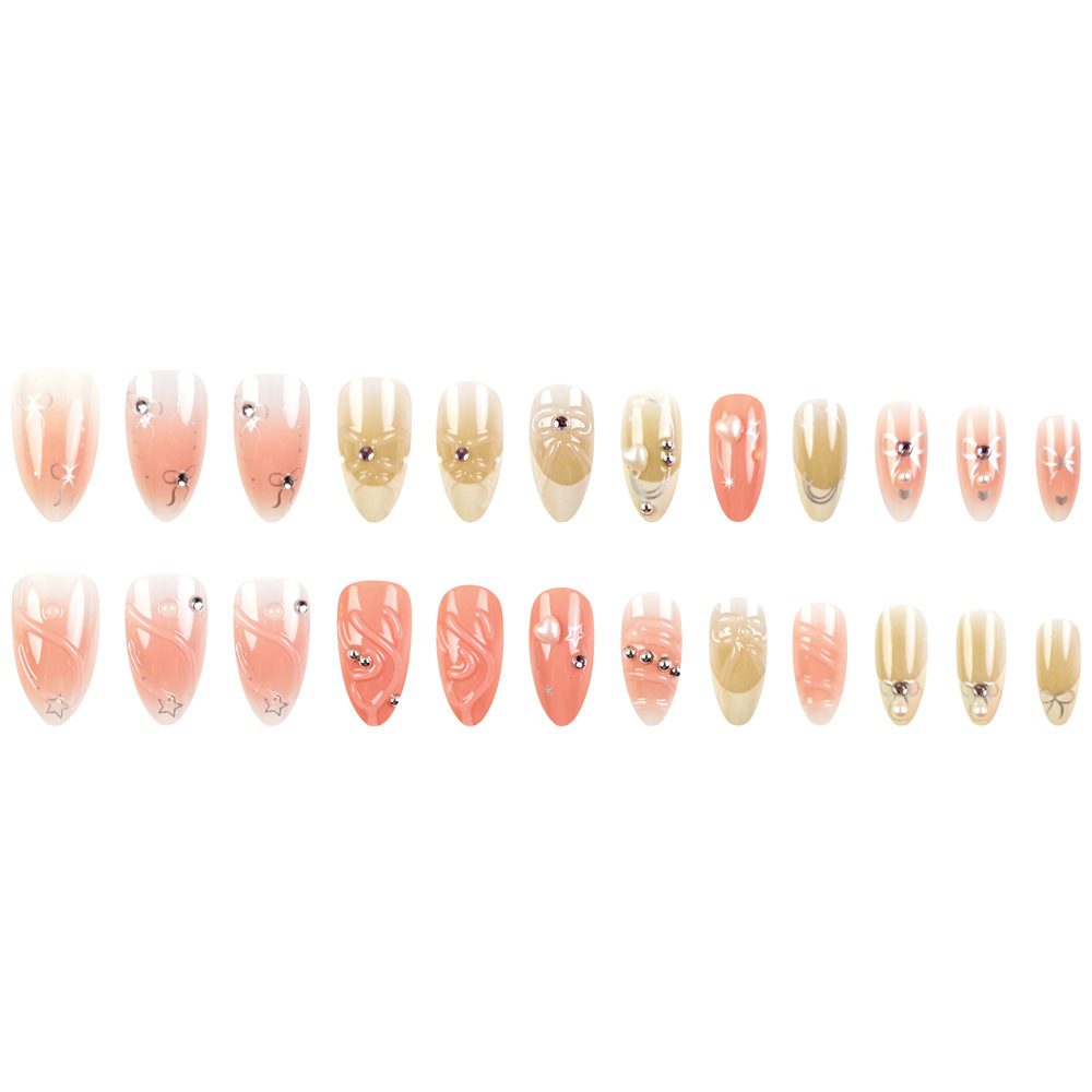 Polvo dulce de melocotón exquisito de vestir uñas Bei Zhu Qi elegante parche de uñas de venta cruzada atmósfera romántica manicura