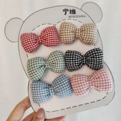 韓国スタイルの生地充填綿チェック柄リボンアクセサリー女の子のヘアアクセサリー diy アクセサリーベビーシューズと靴下の装飾アクセサリー