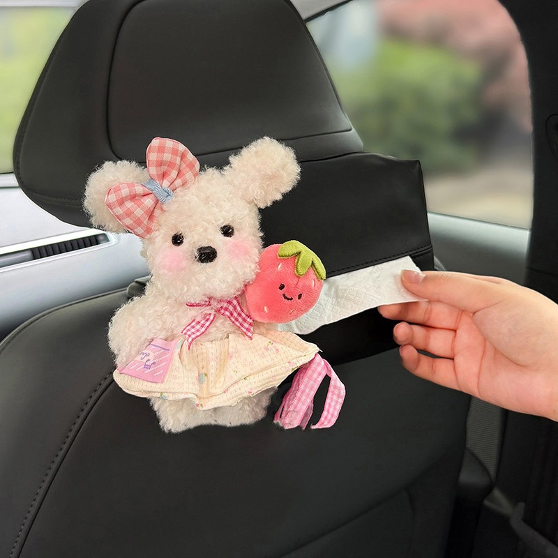 2026 New Model Car Tissue Box, Car-Mounted Hanging Tissue Bag, Headrest Tissue Box for Car, Front and Rear Seat Decoration, Cute