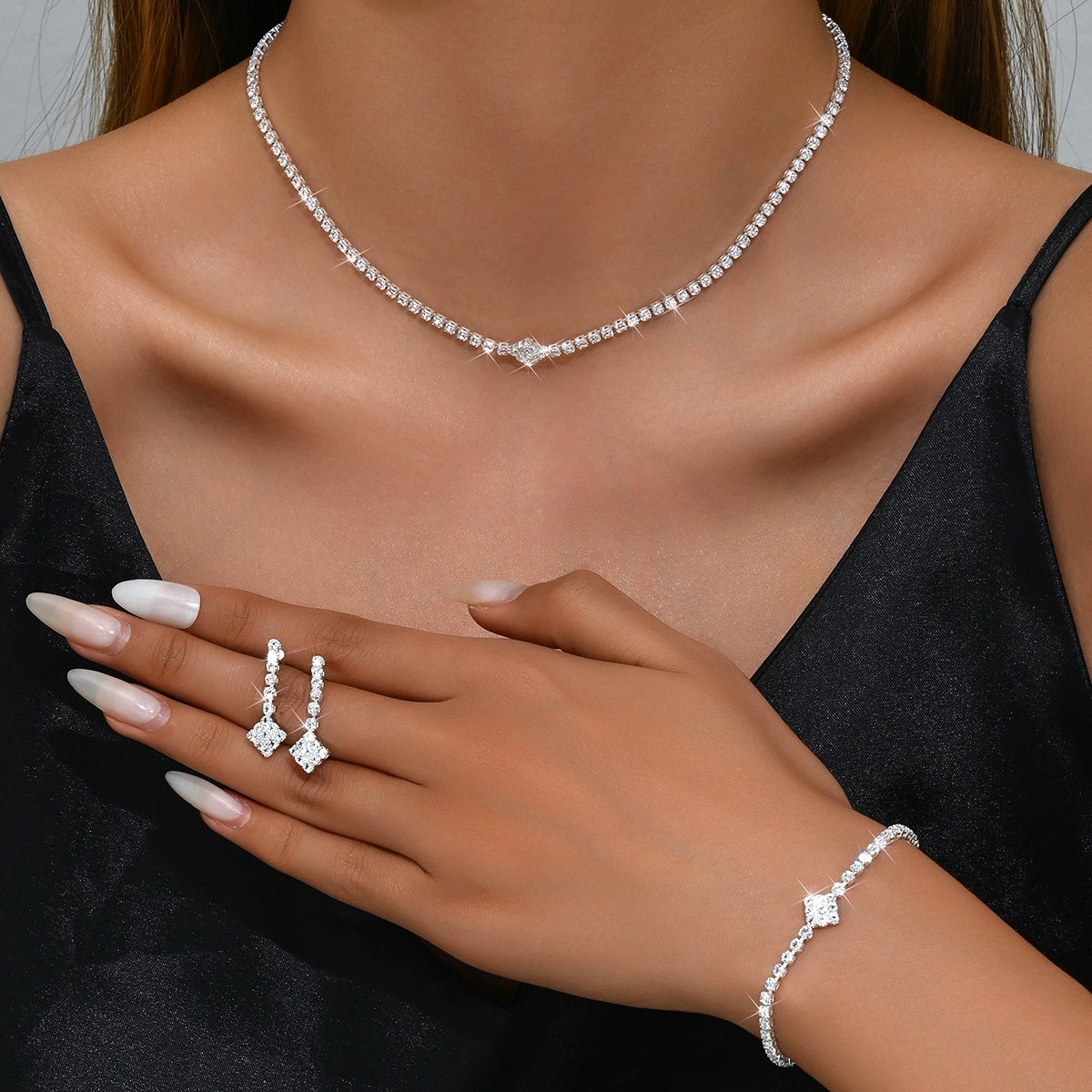 Fashionable brand universal necklace, chain, bracelet, set, high-quality style, 3 piece set