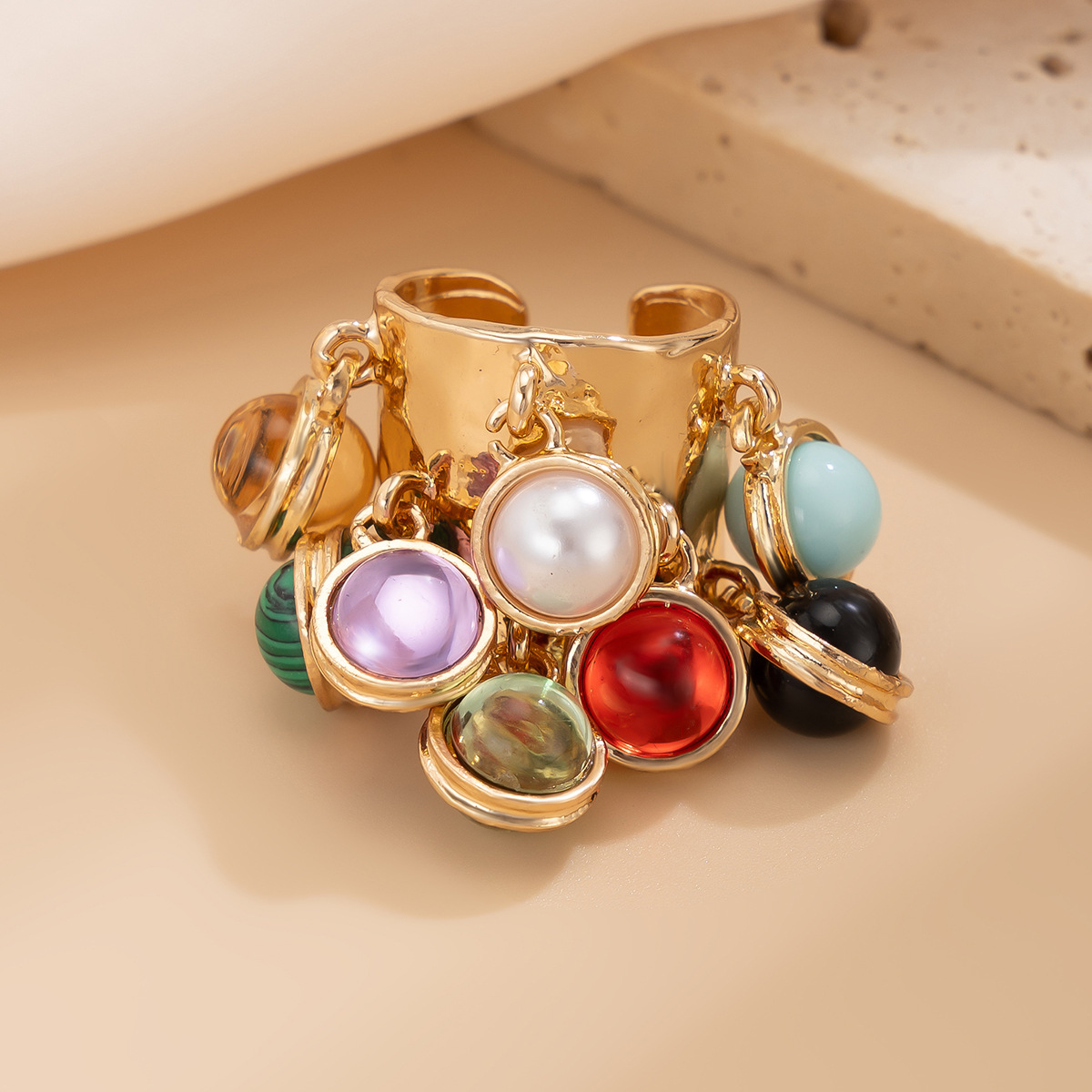 16g Weight Charm Rings Classification 1 Piece Quantity Holiday Occasion Alloy Material Geometric Pattern Women's Gender Plating Design Streetwear Style Streetwear Geometric Arylic Alloy Plating Women's Charm Rings 5