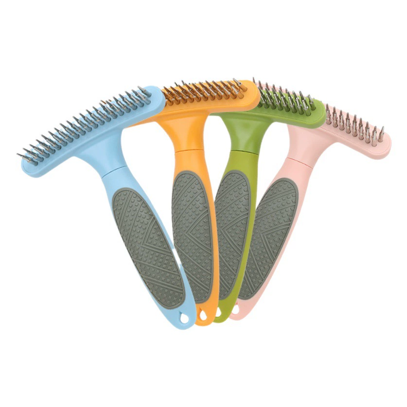 Товары для домашних животных Двухрядные Грабли Для Ногтей Гребень Для Собак Гребень Тедди Пэт Игла Гребень Открытый Узел Щетка Для Волос Красота Грабли Гребень