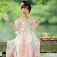 2025 новый Hanfu Girls новый старинный стиль платье летнее детское платье Tang девушка супер фея платье принцессы высокого класса